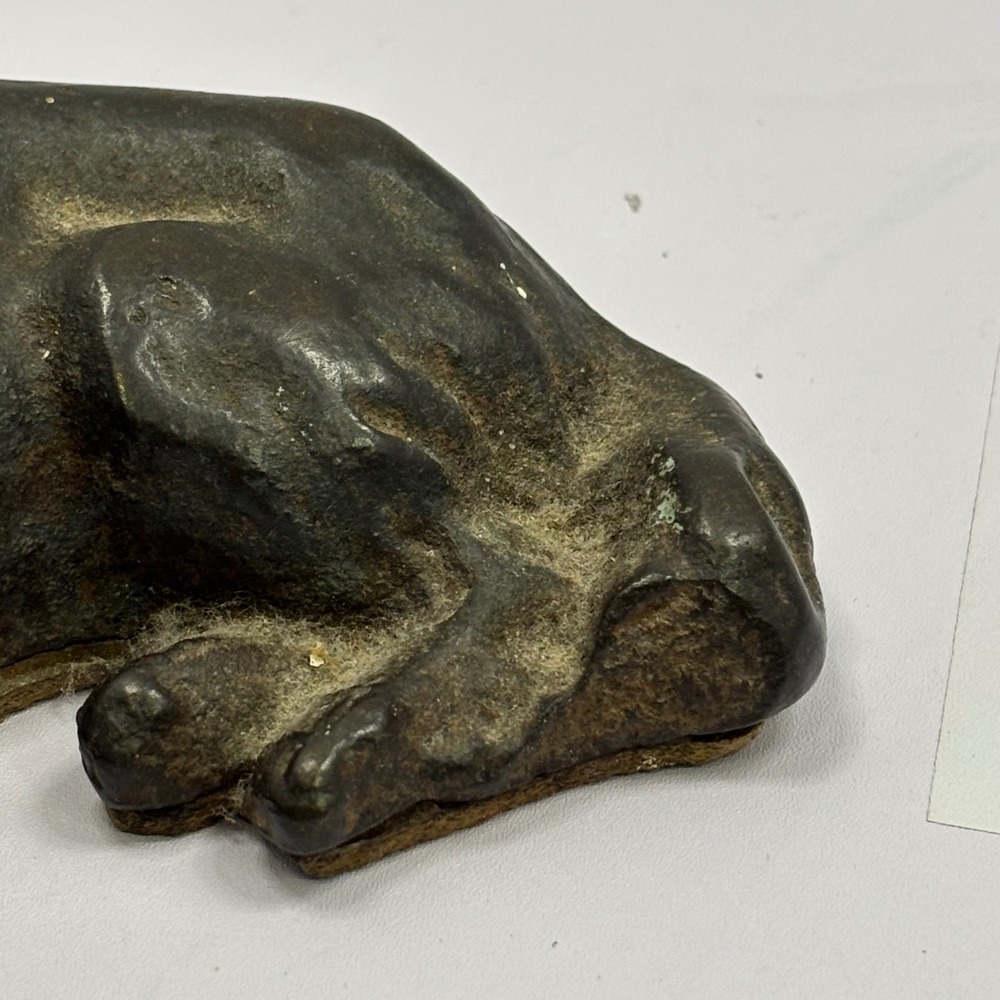 Antique Cast Iron Sleeping Dog Doorstop Heavy Metal Curled Hound Figurine 7 Inch - Picture 4 of 8